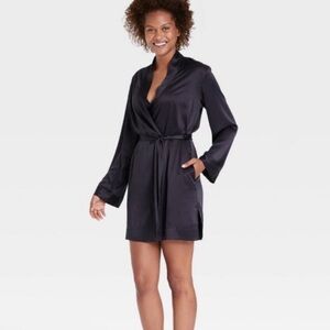 Stars Above Black Satin Robe M/L